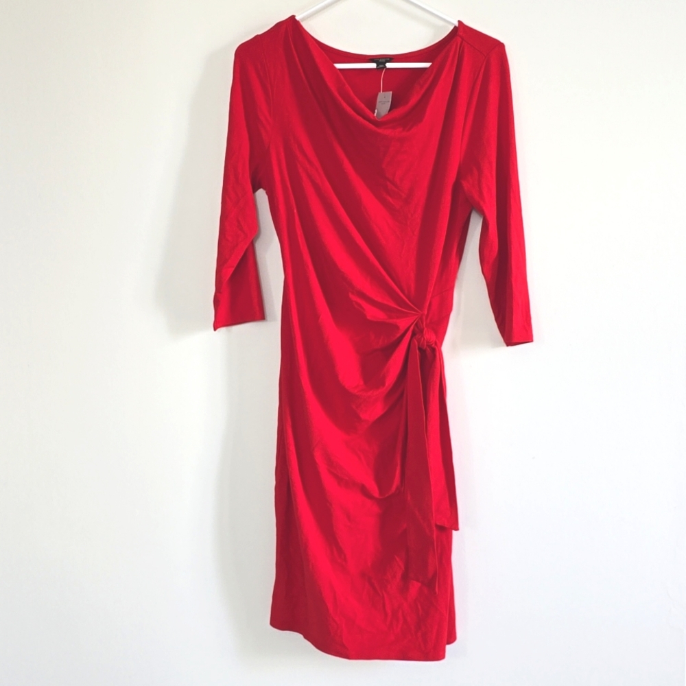 Ann Taylor Red Scoop Neckline Dress